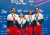 Gimnasia sincronizada de RD se cuelga un par de medallas de bronce